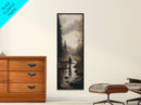 Fly fishing painting outdoor adventure framed canvas print, rustic wall art, serene river scene, nature-themed decor, great gift idea