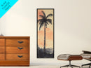 Framed Canvas Print Moody Palm Tree Painting Sunset Coastal Wall Art, Rustic Decor, Tropical Living Room Above Sofa Art, Bedroom Art Print