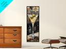 Realistic Martini Glass with Olives, Classic Cocktail Art, Bar Scene Canvas Print, Retro Kitchen Decor, Olive Martini Painting