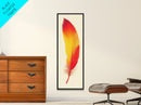 Red and Orange Feather Painting Print - Boho Wall Art - Framed Canvas Print - Tall Skinny Art - Minimalist Home Decor - Rustic Decor