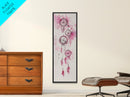 Dreamcatcher Pink Feathers Framed Canvas Print Boho Wall Art Minimalist Long Narrow Art Bedroom Decor Vertical Dorm Wall Art