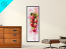 Strawberries Watercolor Painting Framed Canvas Print, Whimsical Kitchen Art, Pink Fruit Rustic Vertical Wall Art, Gift Idea