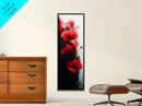 Dramatic Poppy Art Black and White Red Wall Art Framed Canvas Print California Poppy Art Rustic Home Decor Tall Skinny Art