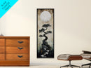 Mystical Moon and Bonsai Canvas Print Zen Wall Art Serene Wabi Sabi Decor Minimalist Nature Artwork Vertical Framed Artwork
