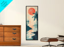 Tropical Sunset Coastal Landscape Framed Canvas Print | Nautical Wall Art | Coastal Painting | Nautical Decor | Gift Idea Her | Vertical Art