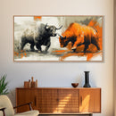 Modern Bull and Bear Framed Canvas Print Bull and Bear Art Gift Idea Financial Market Art Wall Decor Rustic Art Above Sofa Art
