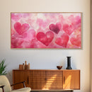 Watercolor Hearts Canvas Print, Romantic Light Pink Wall Art, Feminine Cottagecore Decor, Rustic Artwork Gift Idea, Original Painting