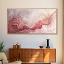 Pink Geode Framed Canvas Print, Light Pink Wall Art Above Bed Decor, Moody Abstract Artwork Gift Idea Minimalist Panoramic Painting