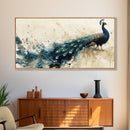 Stunning Peacock Art Framed Canvas Print, Bold Wildlife Wall Decor, Moody Nature Painting, Bedroom Above Sofa Art Gift Idea