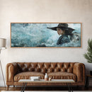 Ocean Cowgirl Canvas Print Coastal Landscape Art Rustic Boho Wall Art Nautical Decor Panoramic Artwork Bedroom Guest Room Decor