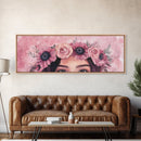 Floral Crown Canvas Print Pink Rose Painting Goddess Art Print Feminine Wall Art Botanical Artwork Whimsical Framed Bedroom Art