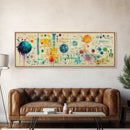 Framed Canvas Print of Science Art with Abstract Diagrams, Therapy Art, Brain Art, Panoramic Wall Art, Horizontal Living Room Art