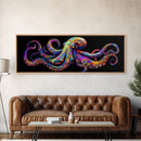 Vibrant Octopus Art Canvas Print Coastal Decor Nautical Wall Art Gift Idea Underwater Ocean Life Abstract Extra Wide Horizontal