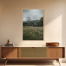 Framed Canvas Print Windmill Wall Art Rustic Barn Landscape Farmhouse Decor Above Couch Country Artwork Gift Idea Living Room Art