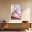 Vintage Vanity Decor Canvas Print, Pink Floral Art, Feminine Bedroom Wall Art, Cottagecore Rustic Aesthetic, Gift Idea, Light Pink Art