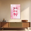 Pink Ribbon Trio Canvas Print, Feminine Wall Art, Light Pink Wall Art, Gift Idea for Her, Whimsical Art, Minimalist Art, Bedroom Wall Decor