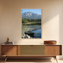 Mountain Reflections Framed Canvas Print Lake Tahoe Art Nautical Wall Art Rustic Decor Farmhouse Wall Art Living Room Art Landscape Painting