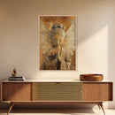 Serene Angel Sculpture Framed Canvas Print Angels Wall Art Rustic Wall Art Therapy Art Sacred Peaceful  Art Living Room Décor