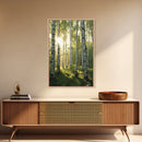 Morning Sunlight Birch Tree Art Canvas Print Natural Landscape Gift Rustic Farmhouse Vertical Artwork Home Decor Above Bed