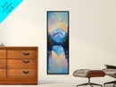 Sunset Mountain, lake Tahoe art, pine tree art, mountain painting, rustic wall art, above couch art, Framed Canvas Print