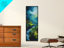 Ireland Painting, Framed Canvas Print, coastal decor, blue and green wall art, mountain painting, landscape painting, extra wide art
