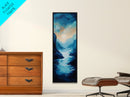 Moonlit Valley, moody art, blue and green wall art, framed canvas print, above couch art, original painting, landscape painting