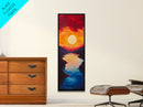 Fiery Sunset, pink orange wall art, landscape painting, moody art, dramatic wall art, framed canvas print, horizontal wall art