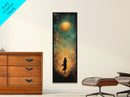 Moonlight, dark romance painting, moody art, forest at dusk painting, celestial art, teal wall art, framed canvas print, gift idea