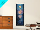 Moonlit Lake, moon oil painting, framed canvas print, landscape painting, lake Tahoe art, moody art, tall narrow art, rustic wall art