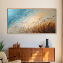 Coastal Wind, Beach Grass Painting, Coastal Cowgirl Wall Art, Nautical Decor, Wabi Sabi Art, Minimalist Art, Canvas Print, Extra Wide Art