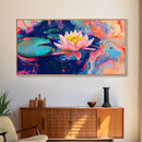 Water Lily, koi fish painting, botanical prints, pink orange wall art, floral painting, nature wall art, framed canvas print
