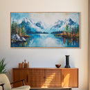 Snowy Peaks, mountain painting, framed canvas print, landscape painting, extra wide art, rustic wall art, above bed wall art