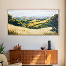 Rolling hills, countryside landscape, panoramic art, framed canvas print, rustic wall art, farmhouse art, sage green wall art