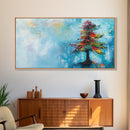 Vibrant Pine Tree, pine tree art, landscape painting, blue and green wall art, colorful abstract art, wabi sabi art, Canvas Print
