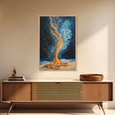 Fire and water, moody art, sacred geometry wall art, phoenix metal art, framed canvas print, abstract cosmic painting, mystical decor