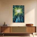 Looking Up, birch tree painting, nature wall art, green wall art, botanical prints, rustic wall art, framed canvas print, zen art