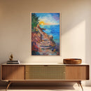 Coastal Path, landscape painting, nautical wall art, above sofa art, rustic decor, ocean view art, textured painting, canvas print