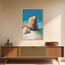 Coastal Rock, Seascape Painting, Canvas Print, Nautical Wall Art, Coastal Decor, Beach Art, Ocean Landscape, Gift Idea, Living Room Art