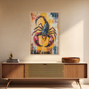Bold Scorpion Framed Canvas Print Fierce Animal Wall Art, Yellow and Red Painting, Statement Office Decor, Wildlife Art Lovers Gift