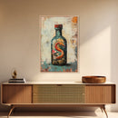 Snake in Bottle Canvas Print Dark Fantasy Art, Mysterious Wall Decor, Surrealism Artwork, Eclectic Home Decor, Gothic Wall Art