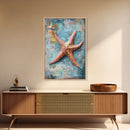 Starfish Texture Coastal Canvas Print, Beach House Decor, Ocean Wall Art, Nautical Artwork, Textured Beach Art, Coastal Living Room Art