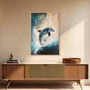 Jumping Dolphin, Dolphin Painting, Coastal Decor, Nautical Painting, Seascape Art, Ocean Art, Canvas Print, Gift Idea