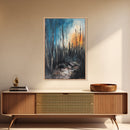 Burnt Forest, Forest At Dusk Painting, Moody Art, Nature Wall Art, Dark Landscape Painting, Abstract Forest Art, Framed Canvas Print