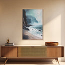 Stormy Coast, Dark Romance Painting, Moody Art, Seascape Painting, Ocean Landscape, Above Couch Art, Framed Canvas Print