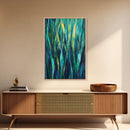 Moody Forest, Abstract Nature Art, Botanical Prints, Green Wall Art, Rustic Decor, Extra Wide Art, Framed Canvas Print, Gift Idea