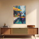 Market Boats, Coastal Decor, Nautical Painting, Vibrant Wall Art, Rustic Art, Canvas Print, Extra Wide Art, Living Room Art