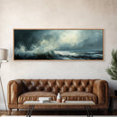 Stormy Ocean Waves Framed Canvas Print Dark Seascape Art, Moody Coastal Decor, Large Nautical Painting, Office or Living Room Art