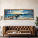 Wooden Dock Sunset Canvas Print Ocean Pier Wall Art Seaside Beach Decor Nautical Artwork Coastal Home Art Large Framed Print