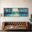 Twilight Lake Canvas Print Tranquil Nature Wall Art, Reflective Water Landscape, Mystical Forest Painting, Serene Bedroom Wall Decor