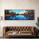 Tranquil Lake Reflection Framed Canvas Print - Nature Landscape Wall Art, Living Room Decor, Serene Water Painting, Cabin Wall Art